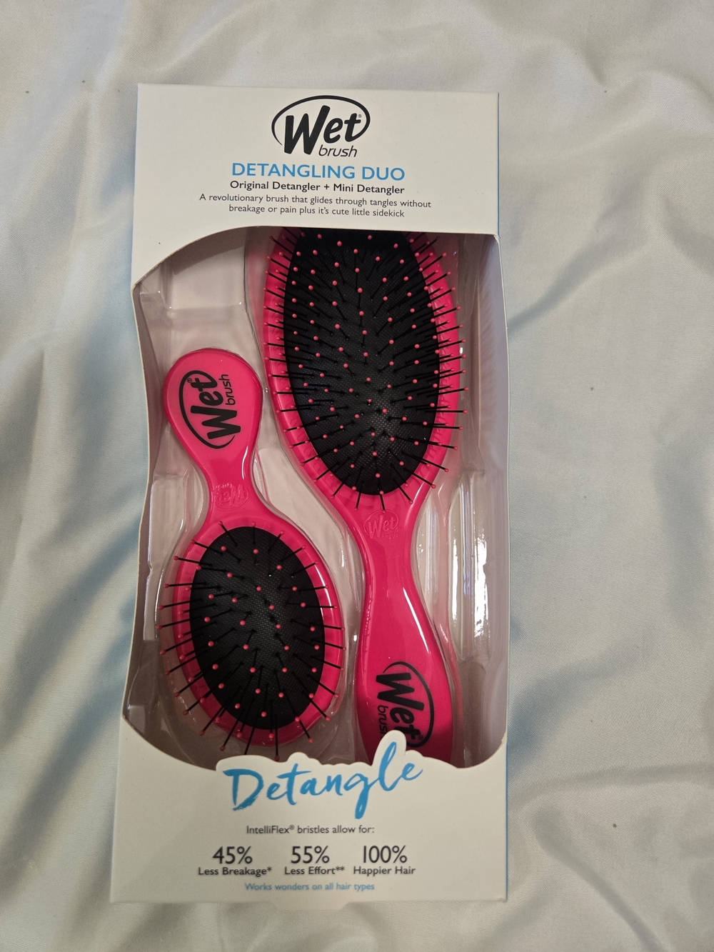 Wet Brush Detangling Duo Hair Brushes - Hot Pink